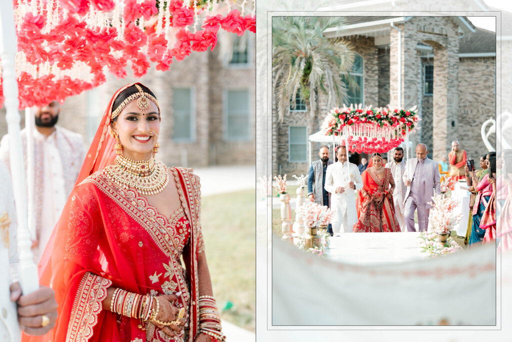 Newly married couple after pheras at Tampa backyard Indian wedding