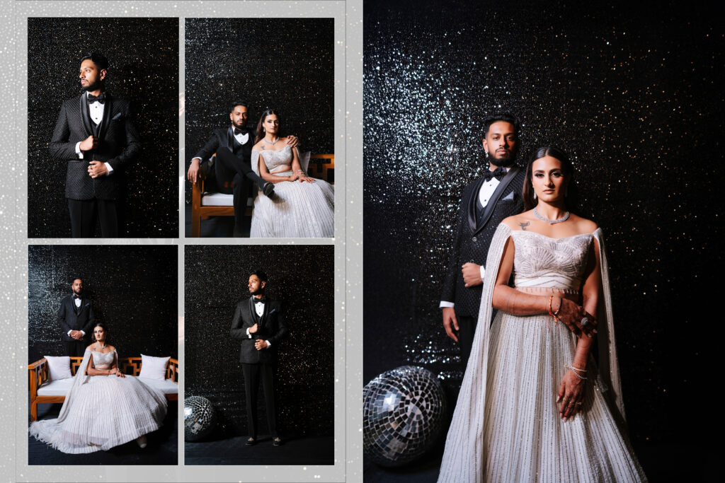 Bride and groom portrait at Tampa backyard Indian wedding reception