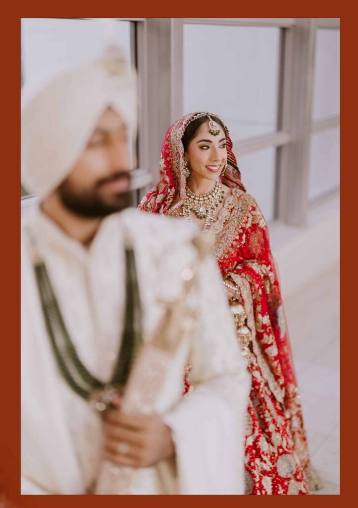 Indian wedding photographer Fort Lauderdale: Sikh bride and groom portrait at The Diplomat Beach Resort, Hollywood