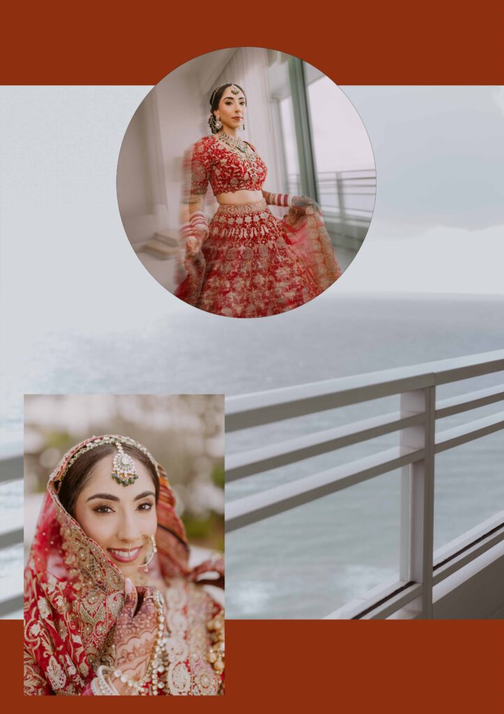 South Asian wedding photographer Fort Lauderdale: bride on an oceanfront balcony in Hollywood, Florida