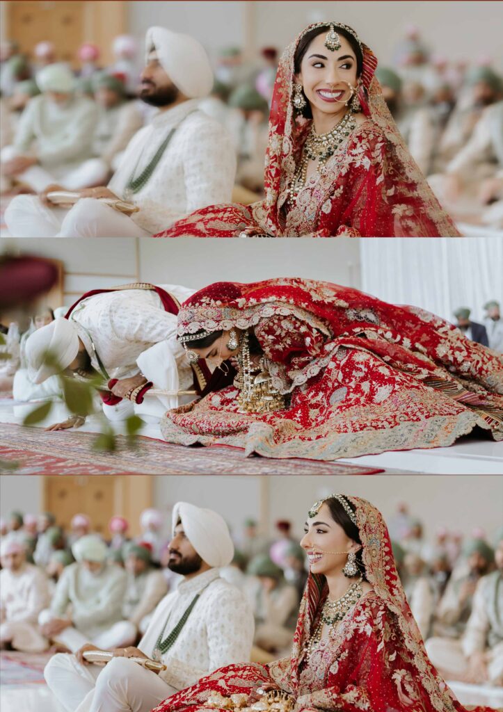 Sikh wedding ceremony moments, bride and groom with family, Hollywood, Florida