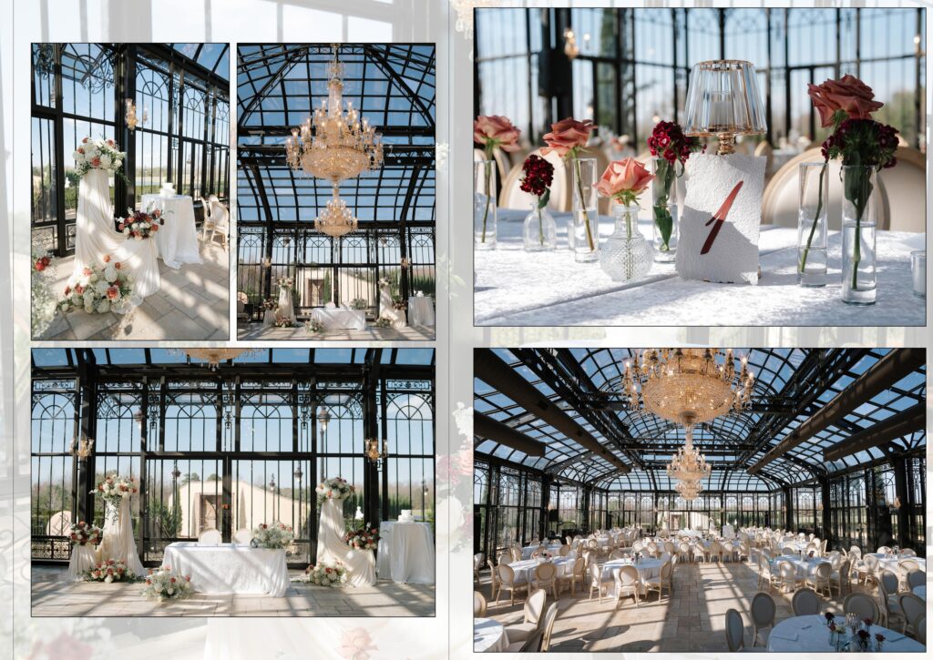 Indian Wedding Venues in Fort Lauderdale: A Photographer’s Guide 3 Wedding reception in a glass conservatory with chandeliers and white floral decor