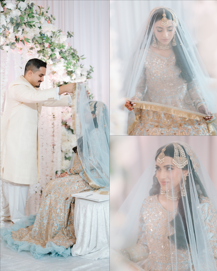Hanna & Nabeel’s Stunning Nikkah at Hilton Tampa Downtown 7 Nabeel lifting Hanna’s veil at their nikkah, Hilton Tampa Downtown