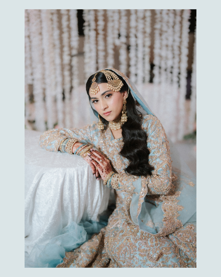 Hanna & Nabeel’s Stunning Nikkah at Hilton Tampa Downtown 2 Hanna in a light blue embroidered lehenga with bridal henna, Muslim wedding photographer Tampa